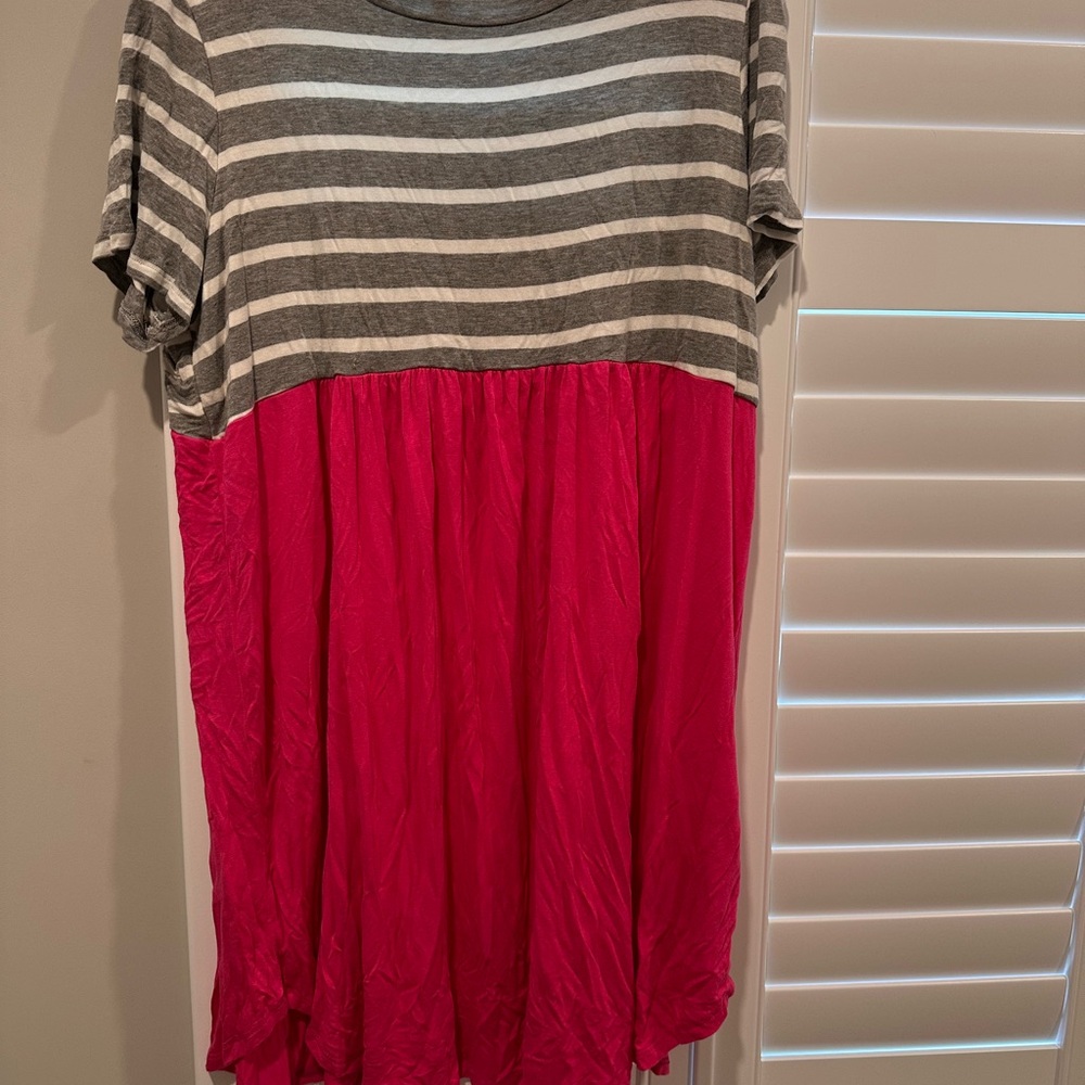 Bellamie Gray and White Striped Dress